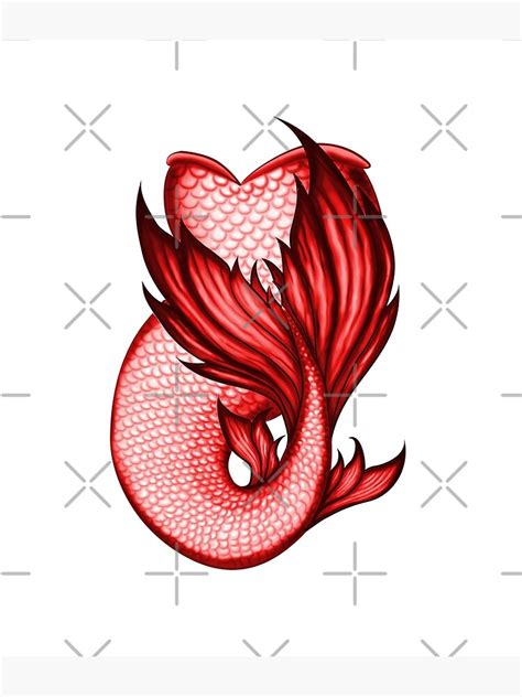Red Mermaid Tail Poster For Sale By Nicholicosplay Redbubble