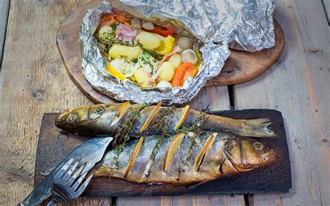 Smoked Sea Bass With Steamed Vegetables Recipe Smoked Food Recipes Sea Bass Recipes Sea Bass