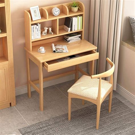 Solid Wood Study Table With Shelf Ph