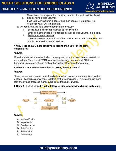 Ncert Solutions For Class Science Chapter Arinjay Academy