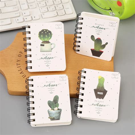 1pc Kawaii Cute Cactus Spiral Notebook Daily Note Pads Weekly Planner