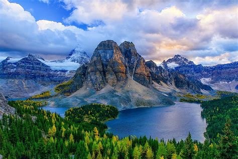 Hd Wallpaper Mountains Mount Assiniboine Canada Earth Forest Lake