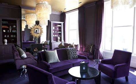 Wallpaper Purple Style Living Room Sofa Lights Windows 3840x2160 Uhd