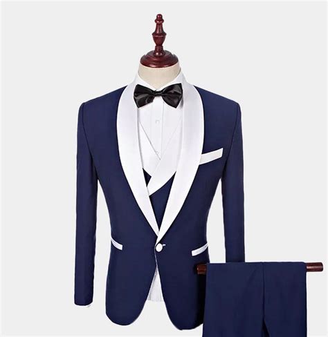 Navy Blue And White Tuxedo Suit From 1950s Jacket