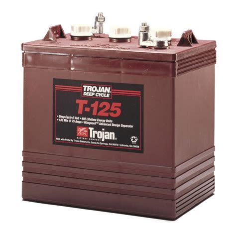 Trojan 6v 240ahr Flooded Deep Cycle Lead Acid Battery T 125 Mr