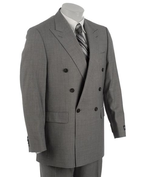 Sean John Mens Grey Sharkskin Double Breasted Suit 11202528