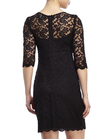 Connected Apparel Petite Lace Illusion Dress In Black Save 56 Lyst