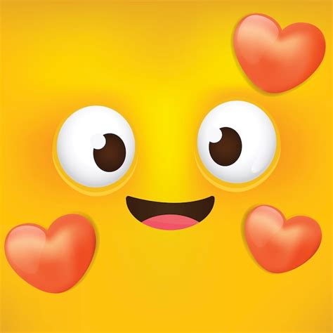 premium vector cute love face emoji smiley cartoon emoticons with love