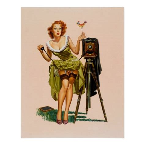 Vintage Camera Pinup Girl Poster