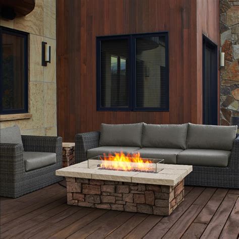 Bali outdoors 42 inch 50,000 btu rectangular propane gas fire pit table with fire glass and table lid , fire pits outdoor for garden, patio, backyard 4.7 out of 5 stars 306 $339.99 $ 339. Real Flame Sedona 52 in. x 19 in Rectangle Fiber-Concrete ...