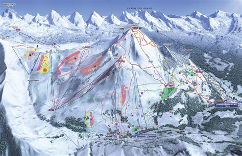 This map shows pistes, skilifts, cable cars, information centers, public toilets, restaurants, view points in les gets. Le Grand Bornand Piste Map