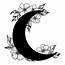 Amazoncom Crescent Moon With Dainty Black And White Flowers Vinyl 