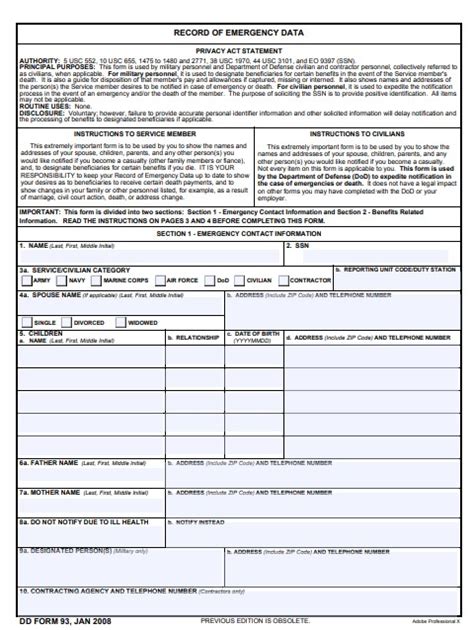 Download Dd 93 Fillable Form
