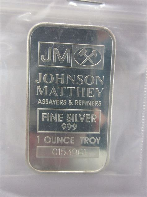 999 Fine Silver Johnson Matthey Bar 1 Oz