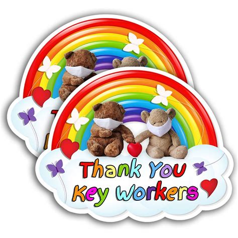 X2 Thank You Key Workers Rainbow Sticker Etsy