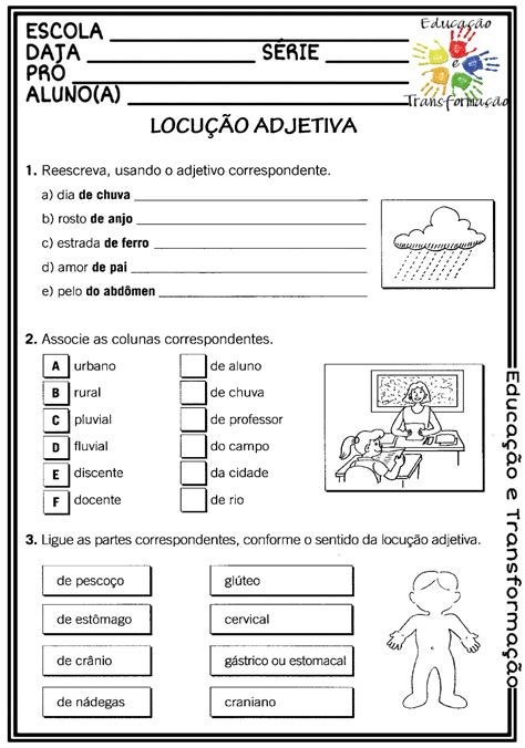 Atividade de língua portuguesa para trabalhar os adjetivos estante