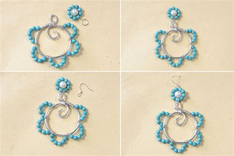 Beader Garden Diy Wire Wrapped Earrings With Turquoise Beads And Pearl