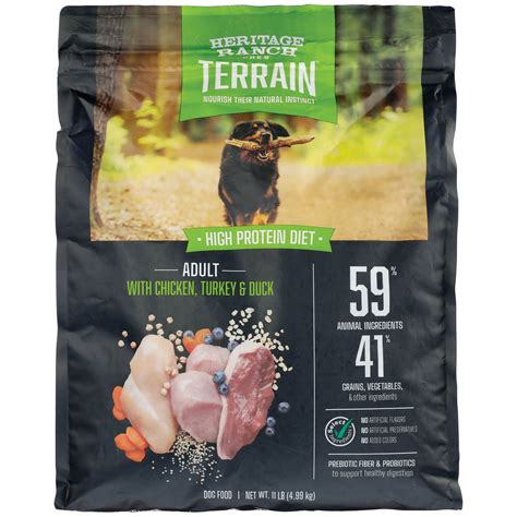 Acana makes it onto the list with sheer quality over quantity of choices, and the choices they do offer are all exceptionally healthy. Heritage Ranch by H-E-B Terrain Adult High Protein Chicken ...