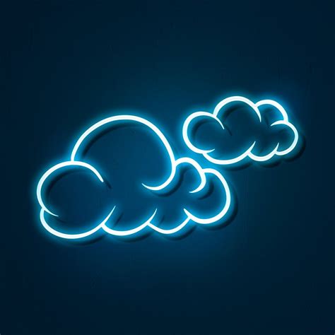 Blue Neon Clouds Sticker Overlay Design Resource Premium Image By