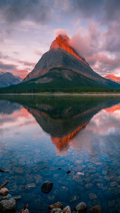Grinnell Point Behind Swiftcurrent Lake In Glacier National Park With
