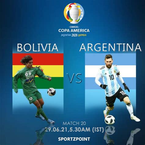 Head to head statistics and prediction, goals, past matches, actual form for world cup. Bolivia vs Argentina Copa America 2021 Match Preview, Team ...
