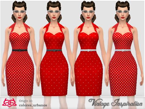 The Sims Resource Recolor Pin Up Dress Lunares 2 Mesh Needed