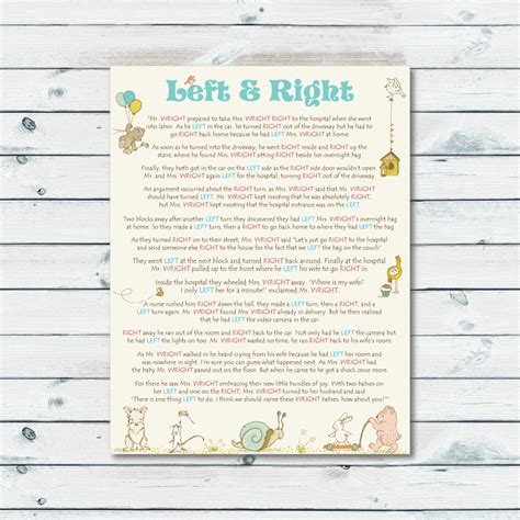 If you don't have kids, this may seem like crazy. Left Right Baby Shower Game Printable Left or Right Storybook