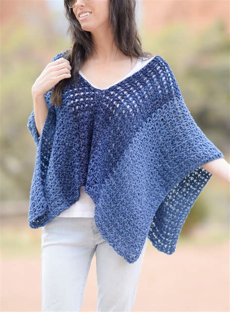 Azul V Mesh Easy Crochet Poncho Pattern Mama In A Stitch