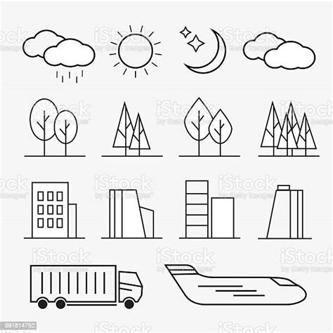 Urban Line Icons Landscape Linear Signs Stock Illustration Download