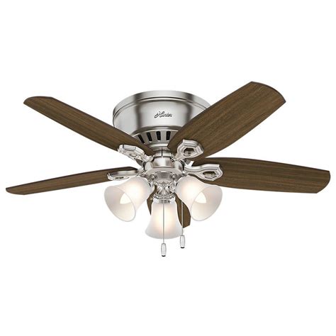 Hunter 51081 fan newsome ceiling fan with light, 42″. Hunter Builder Low Profile 42 in. Indoor Brushed Nickel ...