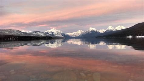 Winter Sunset Lake Mcdonald Glacier National Park Mt Usa 4320x2432
