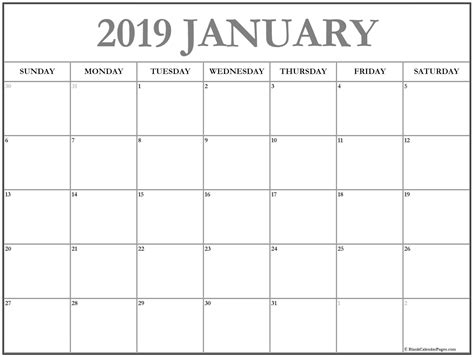 20 Blank Calendar 2019 Free Download Printable Calendar Templates ️