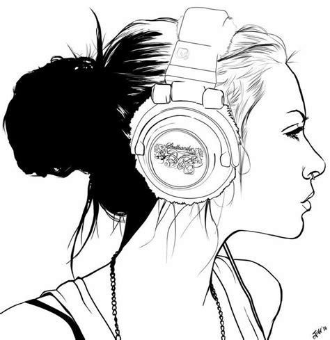 Music Drawings Art Drawings Girl Drawing Drawing Sketches Headphone