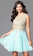 Short Prom Dress with Jewel-Embellished Sheer Bodice | Semi formal ...