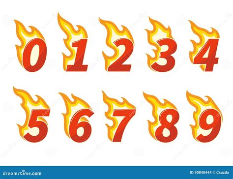 Collection Of Red Flaming Numbers Stock Vector Illustration Of Speed
