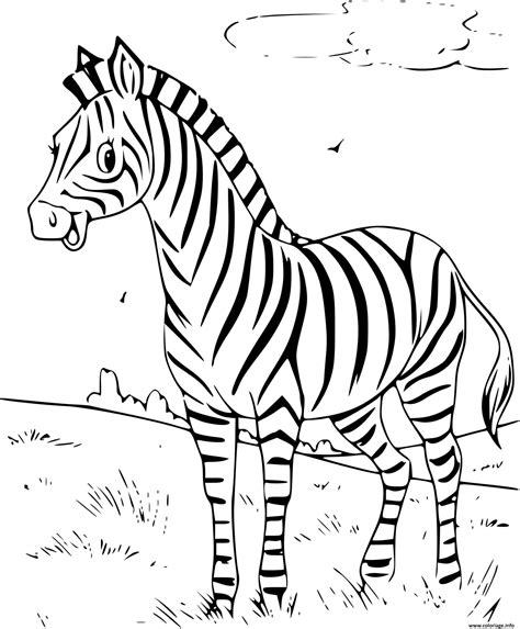 Coloriage Zebre Souriant Avec Des Bandes De Rayures Noires Et Blanches