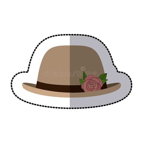 Sticker Lace Hat Roses Bowler Retro Design Stock Illustration