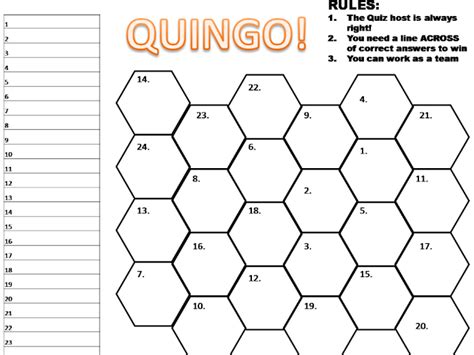 Quiz Bingo Sheet Game Plenary Revision All Subjects Teaching Resources