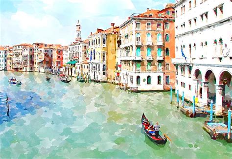 Watercolor Venice Painting Painting By Hamik Arts