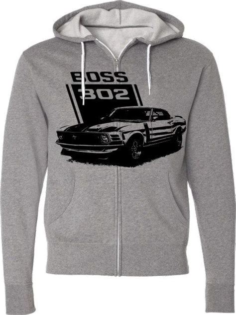 Muscle Car Hoodie Boss 302 Mustang Classic Car Zippered Hooded