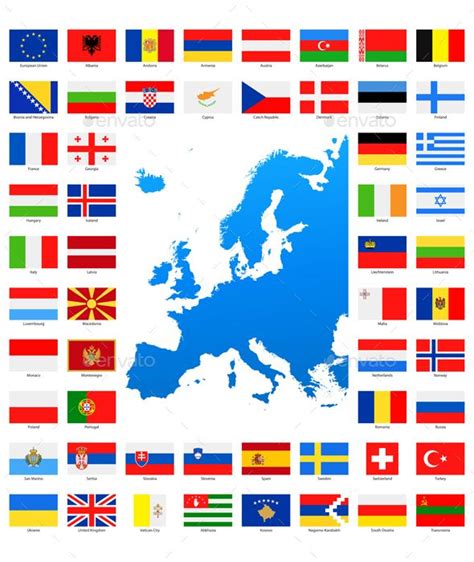 Map And Flags Of Europe Collection Flag Of Europe Flags Europe