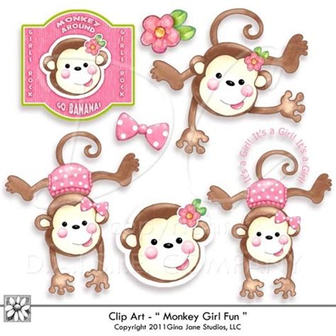 Clip Art Monkey Girl Baby Girl Digital