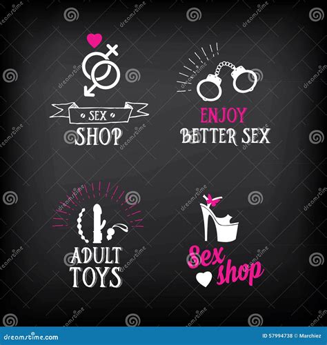 Sex Shop Logo And Badge Designvector With Graphic Stock Vector