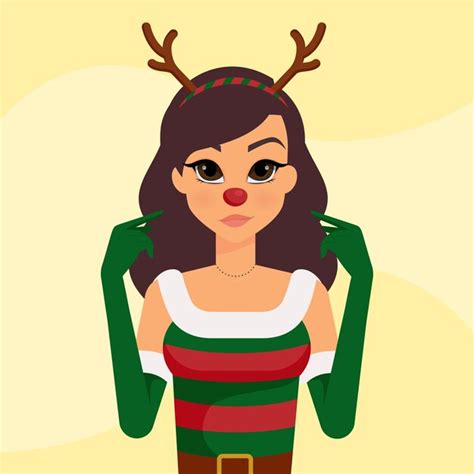 Premium Vector Female Character In Christmas Deer Costume