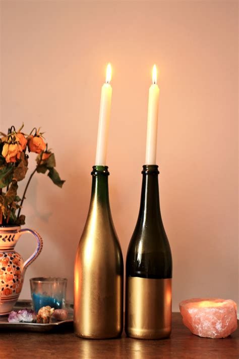 diy wine bottle candle holders jessthetics
