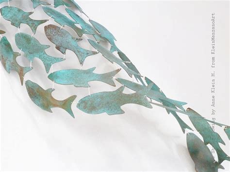 Blue Copper Sculpture Hanging Fish Artwork Contemporary Etsy Fish