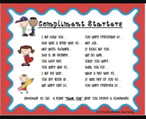 Compliment Sentence Starters Capturing Kids Hearts Preschool Social