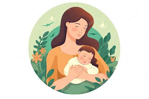 Madre Sosteniendo A Su Bebé En Sus Brazos Ilustración Vectorial En