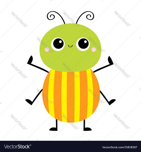 Cartoon Beetle Bug Insect Animal Cute Kawaii Vector Image