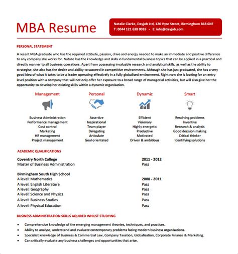 There has been much written about whether or not an entrepreneur needs an mba to be successful in his or her business. 10 MBA Resume Templates - Free Samples, Examples & Format ...